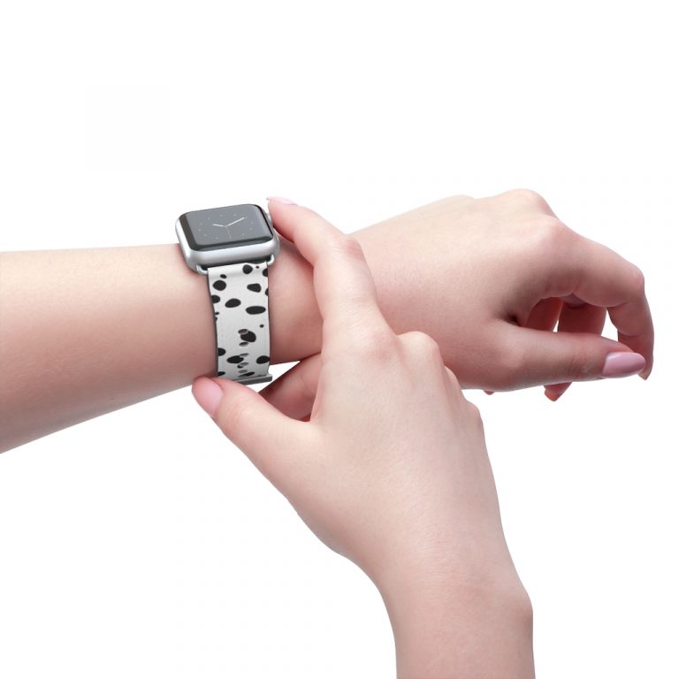 Premium Watch Band puppy animal print spots polka dots pet Cheetah Dalmatian Dalmation dog black and white wrist apple band