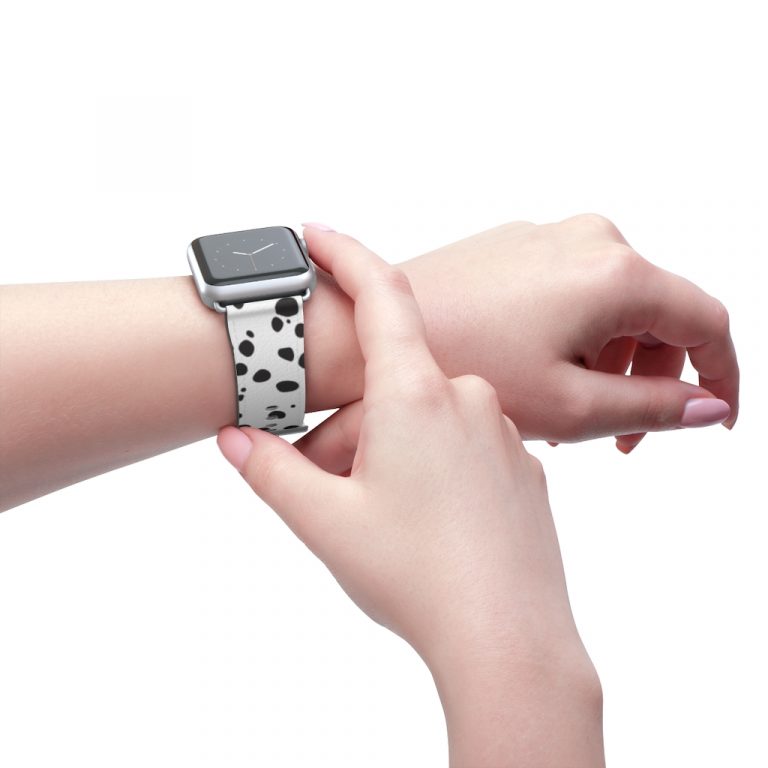 Premium Watch Band puppy animal print spots polka dots pet Cheetah Dalmatian Dalmation dog black and white wrist apple band