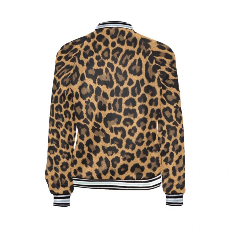Leopard Print Bomber Jacket iconic as the bomber jacket - and this one takes things to a whole new level. Featuring a stand-collar type, ribbed cuffs, collar, and hem, it's as durable as it's comfortable.