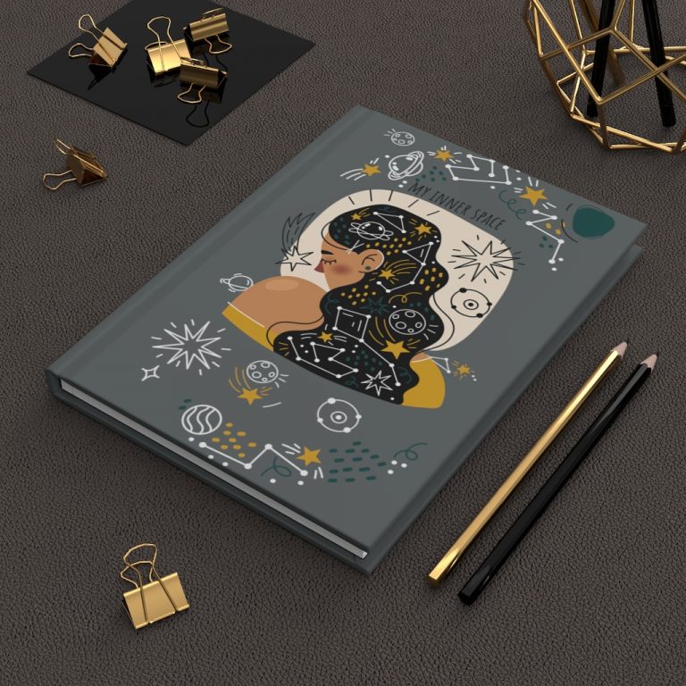 Are you a celestial soul or a galaxy gal? Maybe you just like your personal space. Whatever the reason this My Inner Space Hardcover Journal will help to get the message across. Make your everyday journaling more personal, private, and stylish with this matte hardcover journal. Available in 5.75"x8" size of 75 lined single pages, these sturdy hardcover journals are fully customizable on the front and on the back covers. The matte laminate coating on the cover will make them stay true to your personal style. .: Full wraparound print .: 75 lined single pages .: Matte finish .: Casewrap binding .: Note: 0.5"x0.5" production barcode visible on the back cover