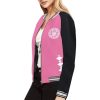 Pink Women's Bomber Jacket Mighty Morphing Power Rangers Power Coin Hero Pink Ranger Pterodactyl Pterodactyl Coin Kimberly Ann Hart Pink Bird Fly Woman Hero Pterosaur