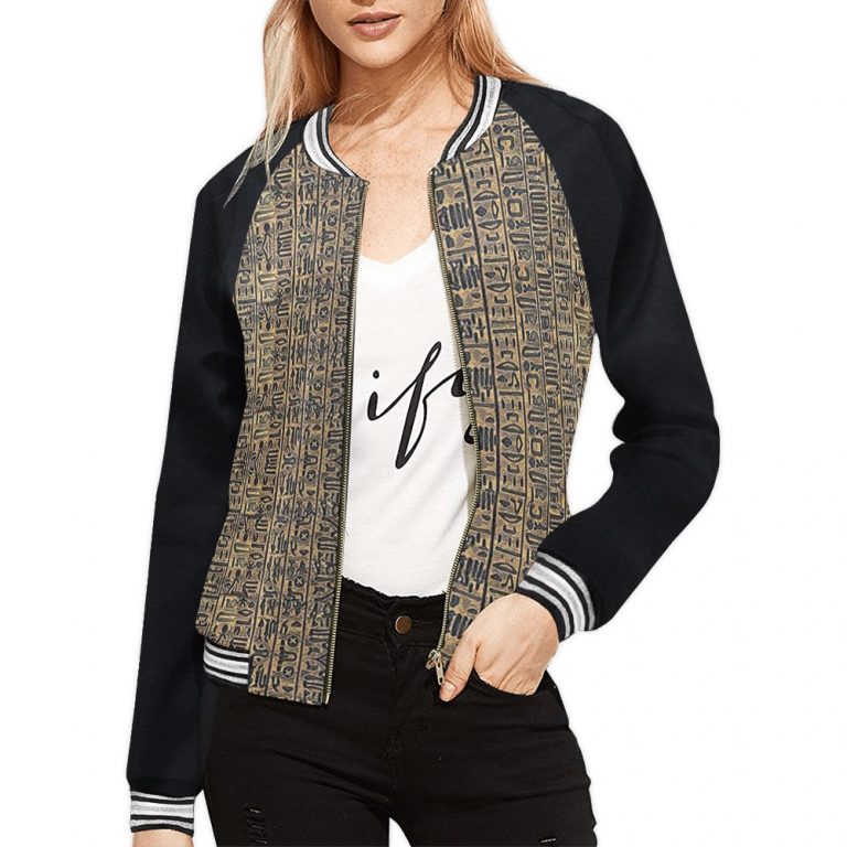 Fertility Ankh bomber jacket Few items are as iconic as the bomber jacket - and this one takes things to a whole new level. Featuring a stand-collar type, ribbed cuffs, collar, and hem, it's as durable as it's comfortable. This women's bomber jacket is made to be cute, badass, or both.