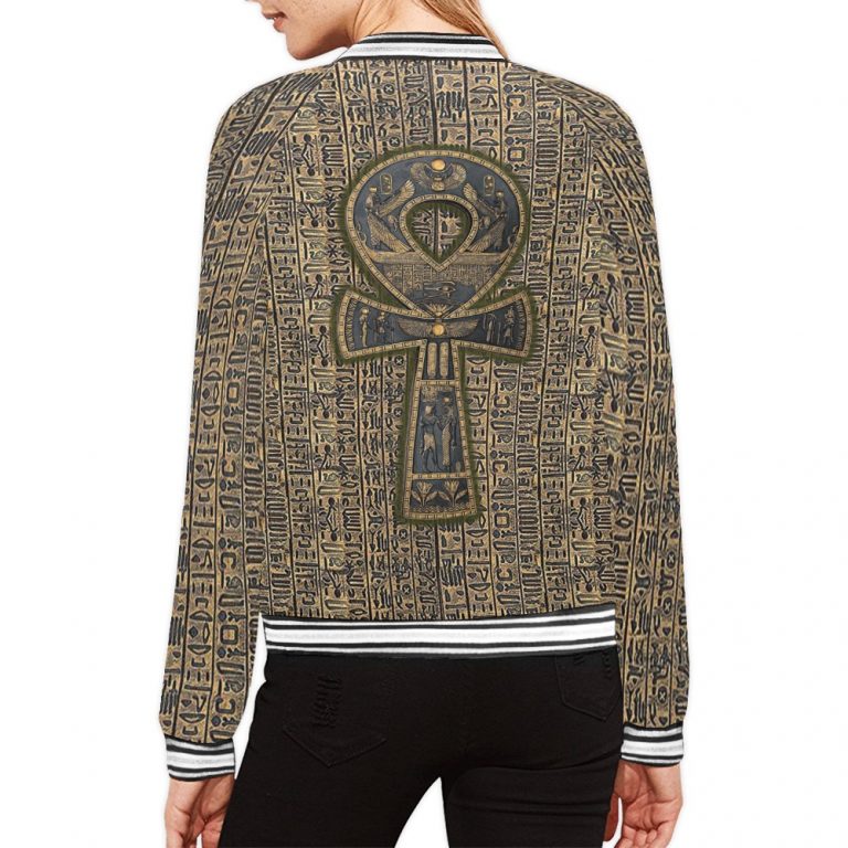 Fertility Ankh bomber jacket Few items are as iconic as the bomber jacket - and this one takes things to a whole new level. Featuring a stand-collar type, ribbed cuffs, collar, and hem, it's as durable as it's comfortable. This women's bomber jacket is made to be cute, badass, or both.