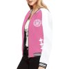 Pink Women's Bomber Jacket-Pterodactyl Power Coin coat-Mighty-Morphing-Power-Rangers-Power-Coin-Hero-Pink-Ranger-Pterodactyl-Pterodactyl-Coin-Kimberly-Ann-Hart-Pink-Bird-Fly-Woman-Hero-Pterosaur