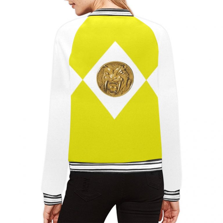Yellow Black bomber jacket Mighty-Morphing-Power-Rangers-Asian-Woman-Yellow-Trini-Kwan-Aisha-Campbell-Toothed-Tiger-Coin-Yellow-ranger-Black-Woman-Woman-Hero-Saber-Toothed-Tiger-Power-Coin-Tigers