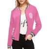 Pink Women's Bomber Jacket-Pterodactyl Power Coin coat-Mighty-Morphing-Power-Rangers-Power-Coin-Hero-Pink-Ranger-Pterodactyl-Pterodactyl-Coin-Kimberly-Ann-Hart-Pink-Bird-Fly-Woman-Hero-Pterosaur