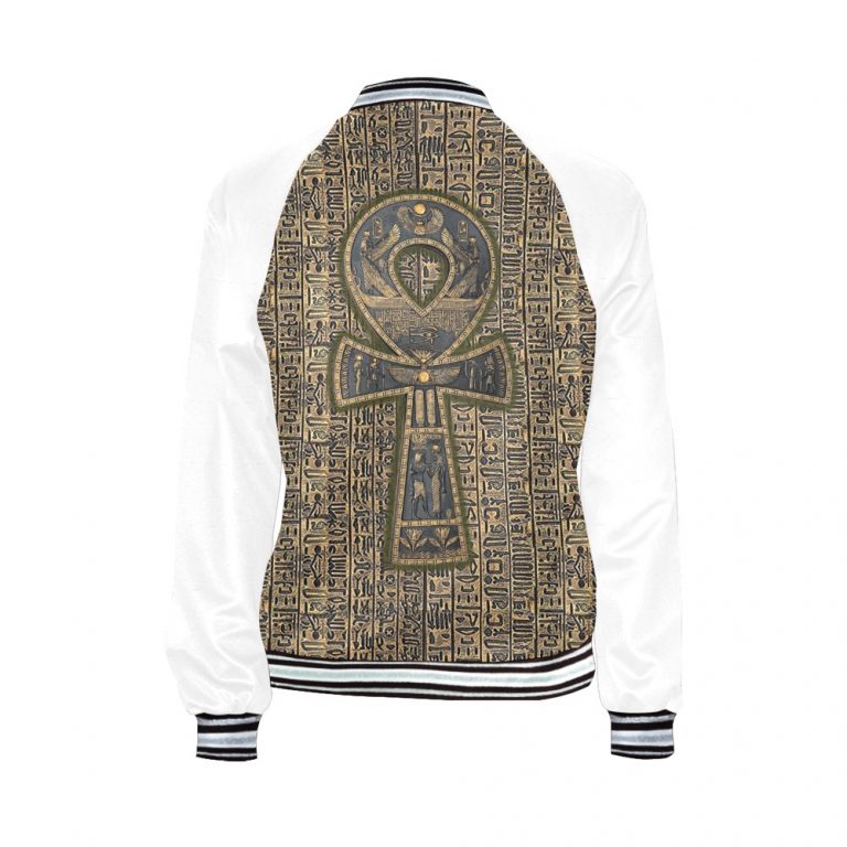 Fertility Ankh bomber jacket Few items are as iconic as the bomber jacket - and this one takes things to a whole new level. Featuring a stand-collar type, ribbed cuffs, collar, and hem, it's as durable as it's comfortable. This women's bomber jacket is made to be cute, badass, or both.