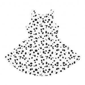 This all new Dalmatian dog pet costume has polka dots and spots that are black and white animal print resembling real Dogs Cruella De Vil is Cruel to Dalmation puppy and puppies cruel by contrast