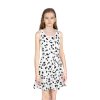 Dalmatian Sundress Animal Print Girls' Sleeveless All Over Print This all new Dalmatian dog pet costume has polka dots and spots that are black and white animal print resembling real Dogs Cruella De Vil is Cruel to Dalmation puppy and puppies cruel by contrast
