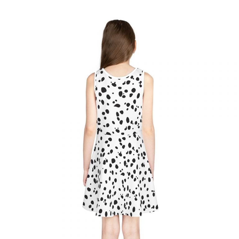 This all new Dalmatian dog pet costume has polka dots and spots that are black and white animal print resembling real Dogs Cruella De Vil is Cruel to Dalmation puppy and puppies cruel by contrast