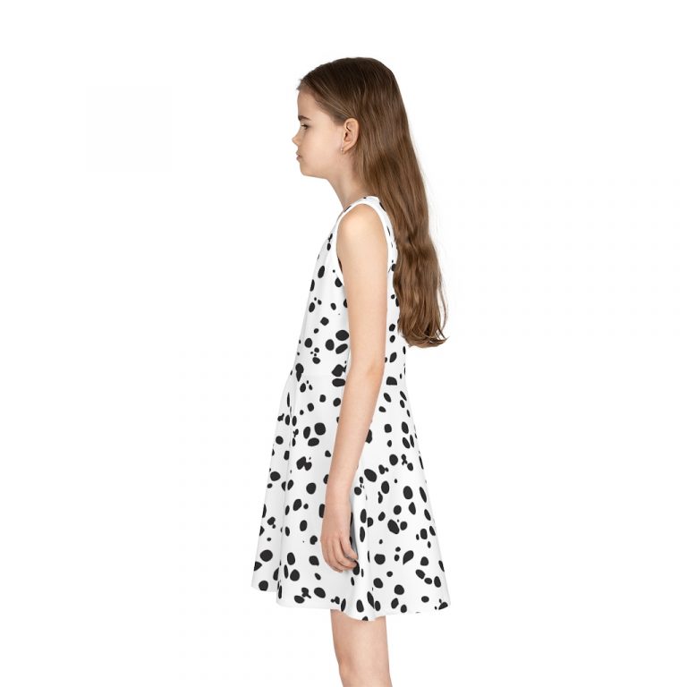 This all new Dalmatian dog pet costume has polka dots and spots that are black and white animal print resembling real Dogs Cruella De Vil is Cruel to Dalmation puppy and puppies cruel by contrast