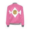 Pink Women's Bomber Jacket-Pterodactyl Power Coin coat-Mighty-Morphing-Power-Rangers-Power-Coin-Hero-Pink-Ranger-Pterodactyl-Pterodactyl-Coin-Kimberly-Ann-Hart-Pink-Bird-Fly-Woman-Hero-Pterosaur