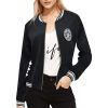 Angel Grove High School Black Ranger Women's Bomber Jacket (AOP) 03 Black Women's Bomber Jacket-Mighty-Morphing-Power-Rangers-Power-Coin-chucks-morpher-Hero-Zack-Taylor-Mastadon-Black-Ranger-Dinozord-Black-African-Elephant-Mastodon-Power-Coin