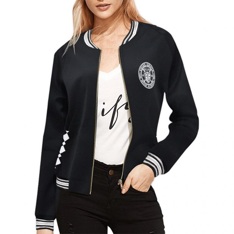 Black Women's Bomber Jacket-Mighty-Morphing-Power-Rangers-Power-Coin-chucks-morpher-Hero-Zack-Taylor-Mastadon-Black-Ranger-Dinozord-Black-African-Elephant-Mastodon-Power-Coin