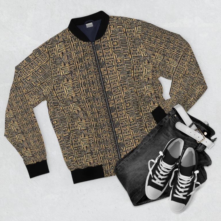 ANKH Hieroglyphs Bomber Jacket Many cultures and peoples believe in immortality read hieroglyphic located on the sarcophagi gives eternal life to Pharaoh in Ancient Egypt original name is Kemet or Kmt uses the Cross Symbol resembles the Ankh which Symbolize Crucifix of eternal youth