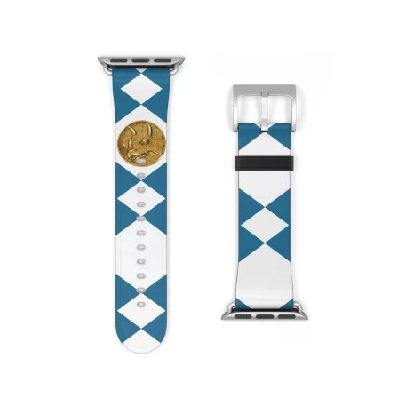 Cruelty-free Faux leather hypoallergenic durability. Blue Power Ranger Coin Blue Apple Watch Band soft, rich texture of leather while an ethical choice.