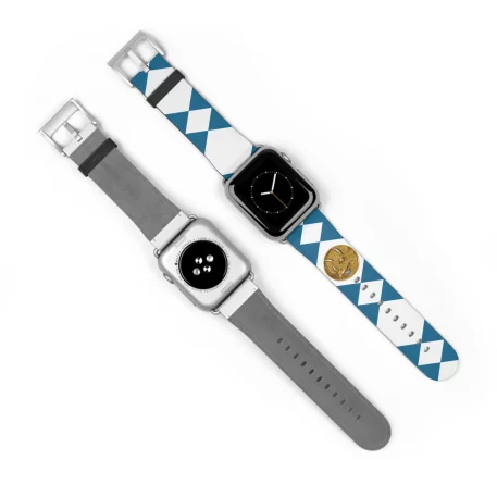 Cruelty-free Faux leather hypoallergenic durability. Blue Power Ranger Coin Blue Apple Watch Band soft, rich texture of leather while an ethical choice.