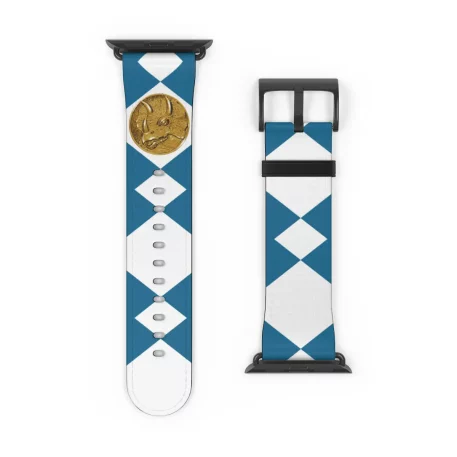 Cruelty-free Faux leather hypoallergenic durability. Blue Power Ranger Coin Blue Apple Watch Band soft, rich texture of leather while an ethical choice.