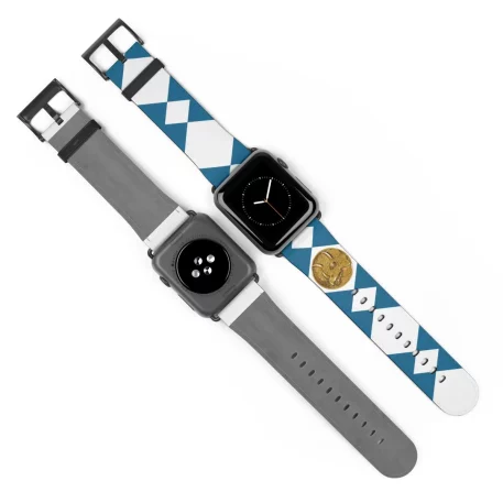 Cruelty-free Faux leather hypoallergenic durability. Blue Power Ranger Coin Blue Apple Watch Band soft, rich texture of leather while an ethical choice.