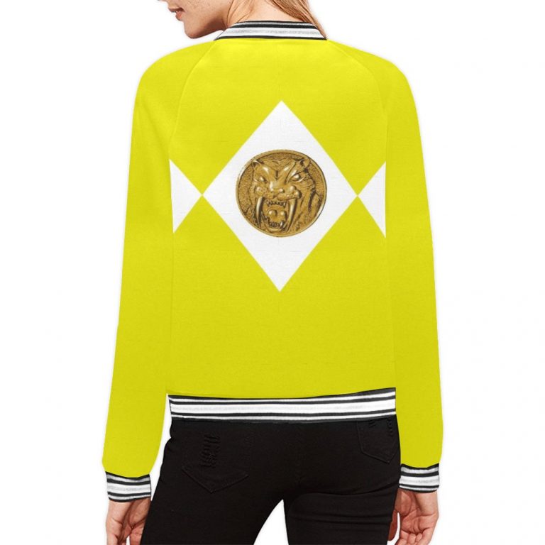 Yellow Black bomber jacket Mighty-Morphing-Power-Rangers-Asian-Woman-Yellow-Trini-Kwan-Aisha-Campbell-Toothed-Tiger-Coin-Yellow-ranger-Black-Woman-Woman-Hero-Saber-Toothed-Tiger-Power-Coin-Tigers