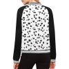 Dalmatian Print Women's Bomber Jacket iconic - and this one takes things to a whole new level. Featuring a stand-collar type, ribbed cuffs, collar. black and white contrast dog Dalmation Dalmatian waterproof Leopard Cheetah costume pet polka dots spots animal print