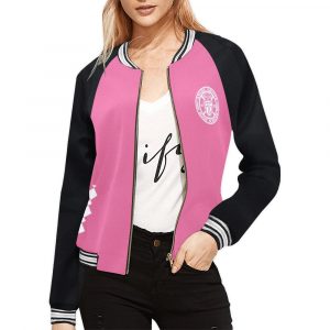 Pink Women's Bomber Jacket Mighty Morphing Power Rangers Power Coin Hero Pink Ranger Pterodactyl Pterodactyl Coin Kimberly Ann Hart Pink Bird Fly Woman Hero Pterosaur