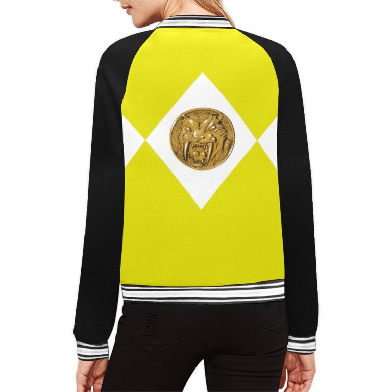 Yellow Black bomber jacket Mighty-Morphing-Power-Rangers-Asian-Woman-Yellow-Trini-Kwan-Aisha-Campbell-Toothed-Tiger-Coin-Yellow-ranger-Black-Woman-Woman-Hero-Saber-Toothed-Tiger-Power-Coin-Tigers