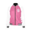 Pink Women's Bomber Jacket-Pterodactyl Power Coin coat-Mighty-Morphing-Power-Rangers-Power-Coin-Hero-Pink-Ranger-Pterodactyl-Pterodactyl-Coin-Kimberly-Ann-Hart-Pink-Bird-Fly-Woman-Hero-Pterosaur
