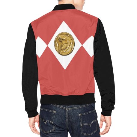 Mighty Morphing Power Rangers Power Coin red hero bomber jacket Red Ranger Tyrannosaurs Zord Tyrannosaurs Coin Jason Lee Scott Tyrannosaurs Red T-rex t rex trex