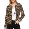 Cheetah Leopard Print Women's All Over Print Bomber Jacket 01 Leopard Print Bomber Jacket iconic as the bomber jacket - and this one takes things to a whole new level. Featuring a stand-collar type, ribbed cuffs, collar, and hem, it's as durable as it's comfortable.