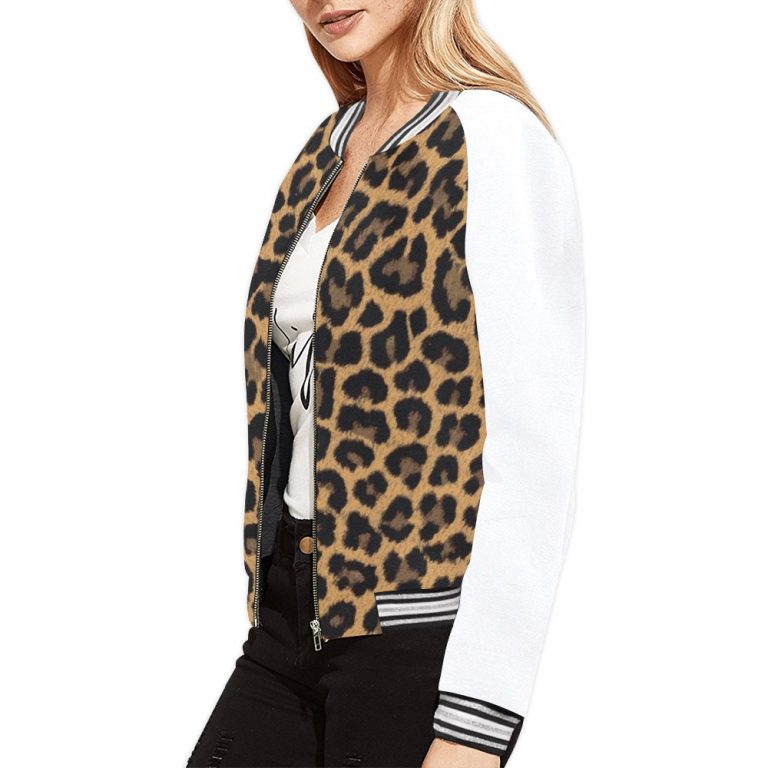 Leopard Print Bomber Jacket iconic as the bomber jacket - and this one takes things to a whole new level. Featuring a stand-collar type, ribbed cuffs, collar, and hem, it's as durable as it's comfortable.