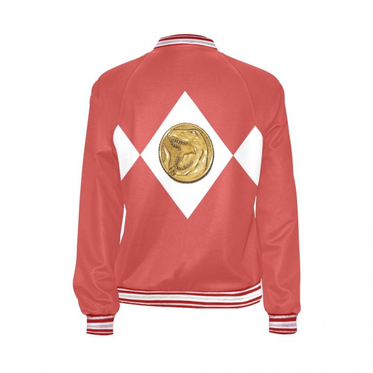 Red-White-Bomber-Jacket-Mighty-Morphing-Power-Rangers-Power-Coin-anti-hero-Red-Ranger-Tyrannosaurs-Zord-Tyrannosaurs Coin-Jason-Lee-Scott-Tyrannosaurs-Red-T-rex-t rex-trex