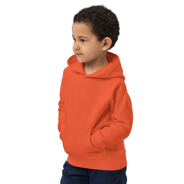 Looking for a comfy hoodie for your little one? This premium quality kids eco hoodie has a front pouch pocket, ribbed cuffs, and a lined hood for additional warmth. It's snug and soft to the touch. What's more, the hoodie is made from organic cotton and recycled polyester, making it a more earth-friendly fashion choice! • 80% organic cotton, 20% recycled polyester • Outside: 100% organic cotton • Raglan sleeves • 3 yarns • 2×2 ribbed cuffs and hem • Self-fabric neck tape (inside, back of the neck) • Half moon inside collar • Jersey-lined hood • Brushed lining