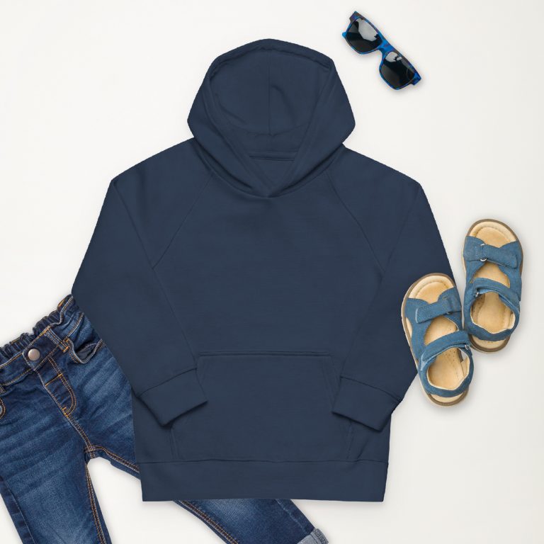Looking for a comfy hoodie for your little one? This premium quality kids eco hoodie has a front pouch pocket, ribbed cuffs, and a lined hood for additional warmth. It's snug and soft to the touch. What's more, the hoodie is made from organic cotton and recycled polyester, making it a more earth-friendly fashion choice! • 80% organic cotton, 20% recycled polyester • Outside: 100% organic cotton • Raglan sleeves • 3 yarns • 2×2 ribbed cuffs and hem • Self-fabric neck tape (inside, back of the neck) • Half moon inside collar • Jersey-lined hood • Brushed lining