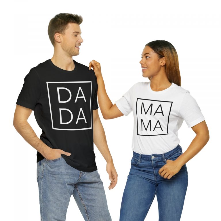 Chic DaDa & MaMa family matching tees Relaxed Fit Short Sleeve T-Shirt women's Top men's tops