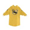Hufflepuff sherpa fleece Robe-at-Hogwarts-School-of-Witchcraft-and-Wizardry-Sorting Hat-medieval witch Helga Hufflepuff-inclusive-valuing-hard-work-dedication-patience-loyalty-fair play-The emblematic animal was a badger-yellow and black-house-colours-The Head of Hufflepuff was Pomona Sprout-the Fat Friar was the House's patron ghost-corresponded roughly to the element of earth-yellow-wheat-black-soil-point hourglass contained yellow diamonds-Students-sorted-into-Hufflepuff-demonstrated-strong abilities in Herbology