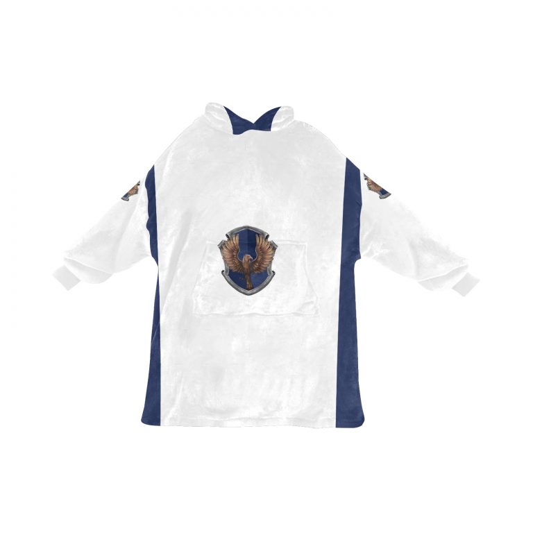 Ravenclaw sherpa fleece Robe-at-Hogwarts-School-of-Witchcraft-and-Wizardry-Sorting Hat-witch Rowena Ravenclaw wit-learning-wisdom-The-emblematic-animal-eagle-blue and bronze-colours-Filius Flitwick-House ghost the Grey Lady-Helena Ravenclaw-daughter of Rowena-element of air-sky-eagle feathers-hourglass contained blue sapphires