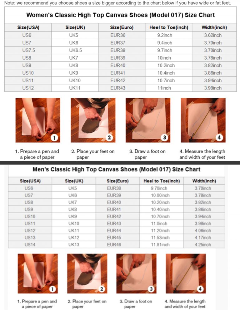 Shoe Sizing Chart Guide