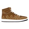 Chocolate Ice Cream Overflow Waffle Cone Men's High Top Sneakers 03 Ice Cream Waffle Cone Sneakers Ice Cream Waffle Cone Sneakers • Rubble outsole, tough enough to wear for a long time.• Breathable Mesh fabric lining, wearing soft and comfortable.