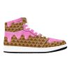Strawberry Ice Cream Overflow Waffle Cone Men's High Top Sneakers 04 Ice Cream Waffle Cone Sneakers Ice Cream Waffle Cone Sneakers • Rubble outsole, tough enough to wear for a long time.• Breathable Mesh fabric lining, wearing soft and comfortable.