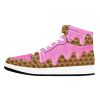 Strawberry Ice Cream Overflow Waffle Cone Men's High Top Sneakers 06 Ice Cream Waffle Cone Sneakers Ice Cream Waffle Cone Sneakers • Rubble outsole, tough enough to wear for a long time.• Breathable Mesh fabric lining, wearing soft and comfortable.