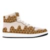Vanilla Ice Cream Overflow Waffle Cone Men's High Top Sneakers Image 03 Ice Cream Waffle Cone Sneakers Ice Cream Waffle Cone Sneakers • Rubble outsole, tough enough to wear for a long time.• Breathable Mesh fabric lining, wearing soft and comfortable.