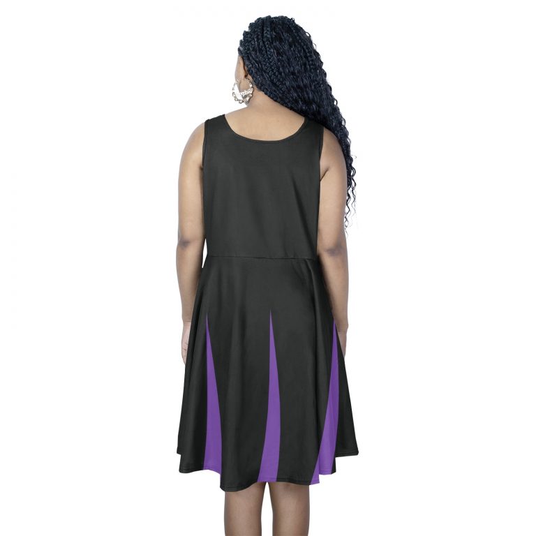 Maleficent Villain Sleeveless Sundress "Officially Licensed Disney Princess Heart featuring Maleficent from Sleeping Beauty. This Disney-themed accessory embodies the magic of the enchanting world of Disney, perfect for fans of the Magic Kingdom, Disney World, and Disney Land. The design showcases the queen's modest yet evil charm, making it a captivating addition to any collection."