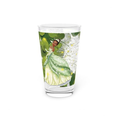 Princess Tiana amidst green lily pads, Made from BPA-free glass, this Black Princess Tiana Glass ensures a safe toxin-free experience for fans of all ages.