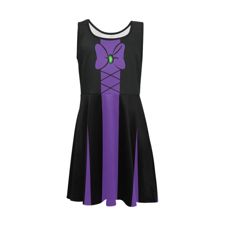Maleficent Villain Sleeveless Sundress "Officially Licensed Disney Princess Heart featuring Maleficent from Sleeping Beauty. This Disney-themed accessory embodies the magic of the enchanting world of Disney, perfect for fans of the Magic Kingdom, Disney World, and Disney Land. The design showcases the queen's modest yet evil charm, making it a captivating addition to any collection."
