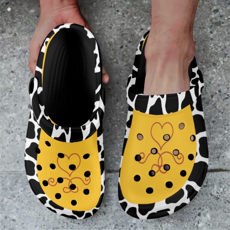 Cowgirl Cow Print Crocs Set, step into the wild west & embrace the spirit of adventure with these extraordinary clogs that exude quality & craftsmanship.