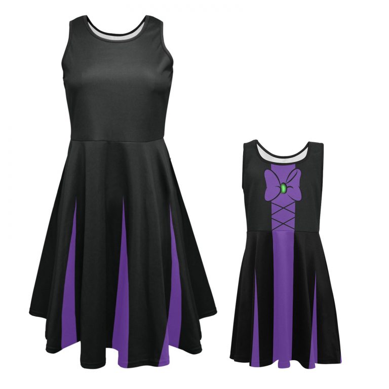 Maleficent Villain Sleeveless Sundress "Officially Licensed Disney Princess Heart featuring Maleficent from Sleeping Beauty. This Disney-themed accessory embodies the magic of the enchanting world of Disney, perfect for fans of the Magic Kingdom, Disney World, and Disney Land. The design showcases the queen's modest yet evil charm, making it a captivating addition to any collection."