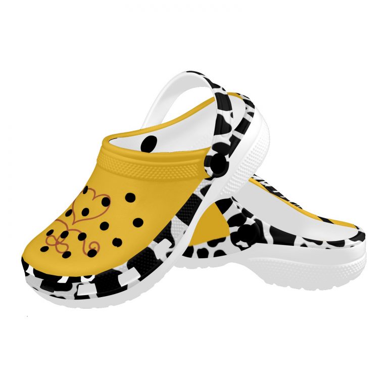 Cowgirl Cow Print Crocs Set, step into the wild west & embrace the spirit of adventure with these extraordinary clogs that exude quality & craftsmanship.