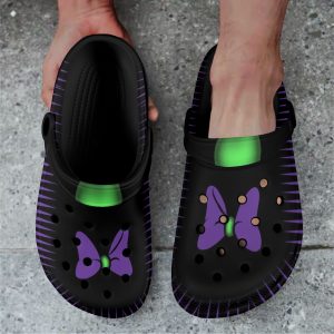 Embrace your individuality and unleash your inner villain with our Black Maleficent Villain Crocs. Celebrate your non-conformist nature and stand out from the crowd with these lightweight, flexible, and comfortable clogs. Let them be a symbol of your strength, confidence, and refusal to be defined by others' expectations. Embrace the power of self-expression and walk your path with pride.