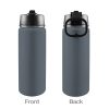Custom Sports Water Bottle with Straw Lid - Premium stainless steel construction ensures durability and non-toxicity. Flip straw lid design for convenient opening and closing. Durable folding handle for easy portability at the gym. Double wall insulation keeps drinks warm or cold for a longer duration. Large 18 Oz capacity suitable for various occasions. Hand wash ONLY with soapy hot water for maintenance.